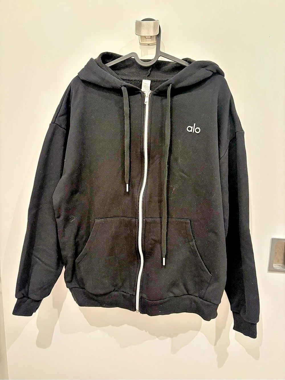 Alo Zip Front Hoodie Black Size Small/Medium